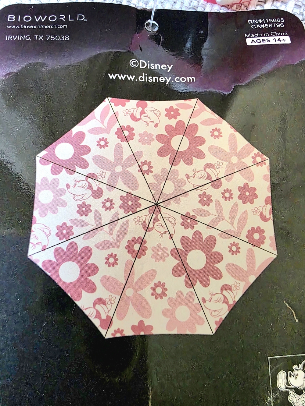Disney's Minnie Mouse Floral Compact Travel Umbrella